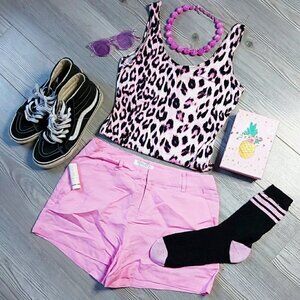 𝅺pink LINEN F21 SHORTS GOLD BUTTTONS